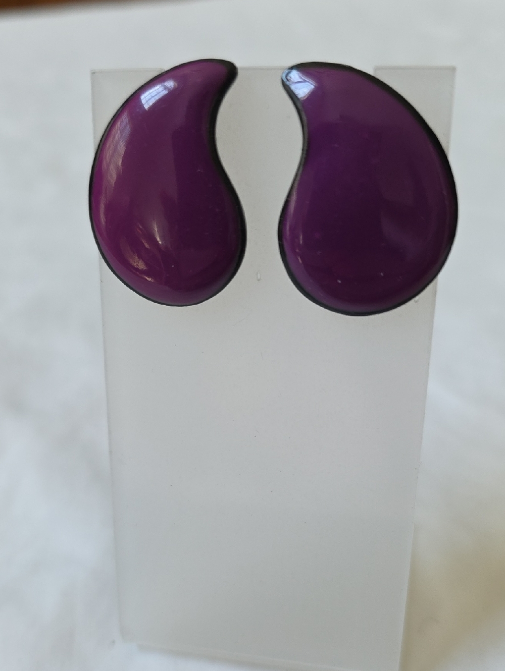 Purple Vintage Teardrop Earrings Circa 1980s